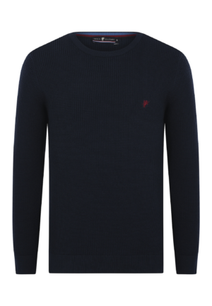 DENIM CULTURE Pulóver 'Pullover 'Alijan'  tengerészkék / bordó-Hungary