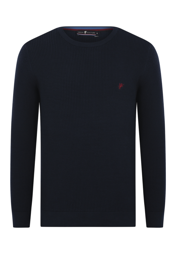 DENIM CULTURE Pulóver 'Pullover 'Alijan'  tengerészkék / bordó-Hungary