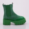DGN Es804 Women's Thick Sole Stretch Detailed Heeled Boots GREEN SUEDE GREEN PATENT LEATHER
