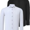 DOUBLE SET G721 DEWBERRY MEN'S SHIRT-BLACK-WHITE
