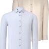 DOUBLE SET G721 DEWBERRY MEN'S SHIRT-WHITE-BEIGE