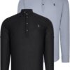 DOUBLE SET G783 DEWBERRY JUDGE COLLAR SHIRT-BLACK-GREY