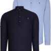 DOUBLE SET G783 DEWBERRY JUDGE COLLAR SHIRT-NAVY-BLUE