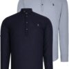 DOUBLE SET G783 DEWBERRY JUDGE COLLAR SHIRT-NAVY BLUE - GREY