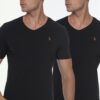 DOUBLE SET T8568 DEWBERRY V-NECK MEN'S T-SHIRT-BLACK-BLACK