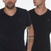 DOUBLE SET T8568 DEWBERRY V-NECK MEN'S T-SHIRT-NAVY - BLACK