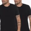 DOUBLE SET T8569 DEWBERRY BIKE COLLAR MEN'S T-SHIRT-BLACK-BLACK