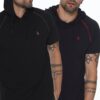 DOUBLE SET T8570 DEWBERRY HOODED MEN'S T-SHIRT-NAVY - BLACK