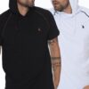 DOUBLE SET T8570 DEWBERRY HOODED MEN'S T-SHIRT-WHITE-BLACK
