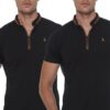 DOUBLE SET T8571 DEWBERRY ZIPPER MEN'S T-SHIRT-BLACK-BLACK