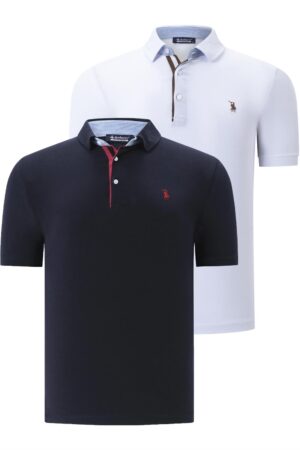 DOUBLE SET T8582 DEWBERRY MEN'S T-SHIRT-NAVY-WHITE