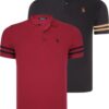 DOUBLE SET T8585 DEWBERRY MEN'S T-SHIRT-BLACK CAMEL-BURGUNDY