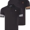 DOUBLE SET T8585 DEWBERRY MEN'S T-SHIRT-BLACK GLASS-BLACK WHITE