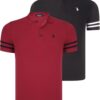 DOUBLE SET T8585 DEWBERRY MEN'S T-SHIRT-BLACK WHITE-BURGUNDY
