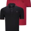 DOUBLE SET T8586 DEWBERRY MEN'S T-SHIRT-BLACK-BURGUNDY