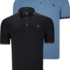 DOUBLE SET T8586 DEWBERRY MEN'S T-SHIRT-BLACK-INDIGO