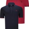 DOUBLE SET T8586 DEWBERRY MEN'S T-SHIRT-BURGUNDY-NAVY BLUE