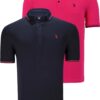 DOUBLE SET T8586 DEWBERRY MEN'S T-SHIRT-FUCHSIA-NAVY BLUE