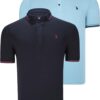 DOUBLE SET T8586 DEWBERRY MEN'S T-SHIRT-NAVY-CYAN