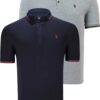 DOUBLE SET T8586 DEWBERRY MEN'S T-SHIRT-NAVY - GREY