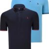 DOUBLE SET T8586 DEWBERRY MEN'S T-SHIRT-NAVY-LIGHT BLUE
