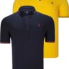 DOUBLE SET T8586 DEWBERRY MEN'S T-SHIRT-NAVY-YELLOW