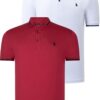 DOUBLE SET T8586 DEWBERRY MEN'S T-SHIRT-WHITE-BURGUNDY
