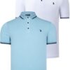 DOUBLE SET T8586 DEWBERRY MEN'S T-SHIRT-WHITE-CYAN