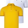 DOUBLE SET T8586 DEWBERRY MEN'S T-SHIRT-WHITE-YELLOW