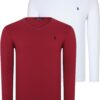 DOUBLE SET T8587 DEWBERRY V-NECK MEN'S SWEATSHIRT-WHITE-BURGUNDY