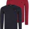 DOUBLE SET T8588 DEWBERRY ROUND NECK MEN'S SWEATSHIRT-BLACK-BURGUNDY