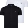 DOUBLE SET T8597 DEWBERRY MEN'S SHIRT-BLACK-WHITE