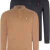 DOUBLE SET V4007 DEWBERRY MEN'S SWEATSHIRT-NAVY-CAMEL