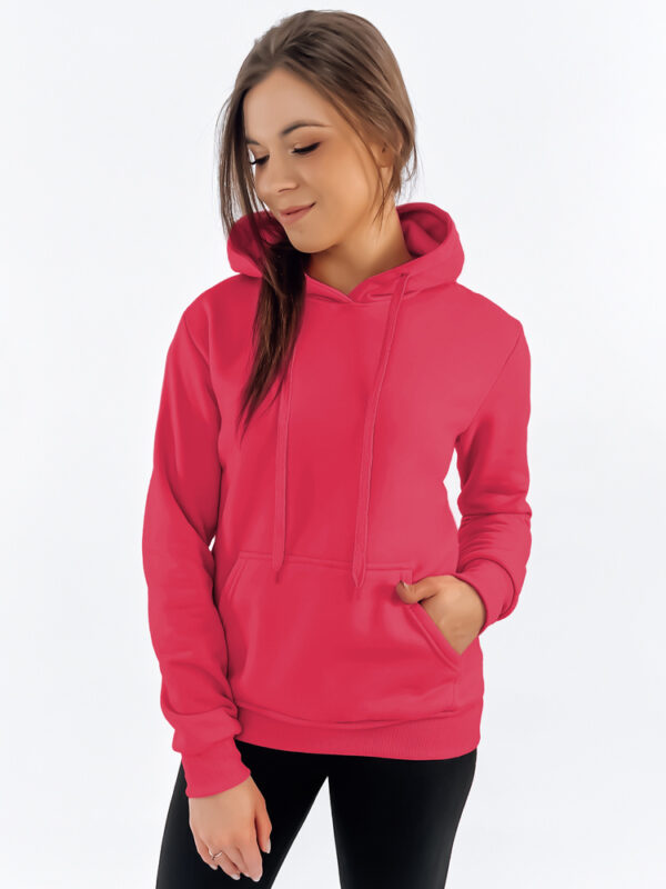 DStreet Bluza damska BASIC z kapturem różowa
