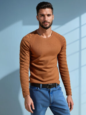 DStreet Férfi camel pulóver