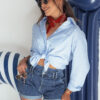 DStreet Spodenki jeansowe damskie DENIM DREAMS niebieskie