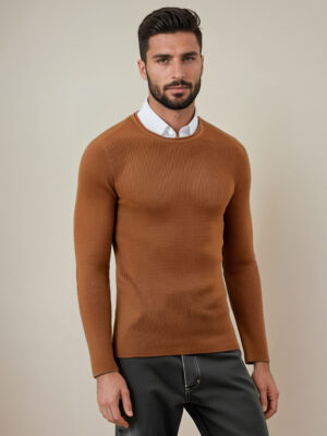 DStreet Sweter męski kamelowy