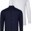 DUAL SET G726 DEWBERRY MENS SHIRT-WHITE-NAVY BLUE