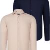 DUAL SET G726 DEWBERRY MENS SHIRTS-NAVY BLUE-BEIGE