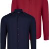 DUAL SET G726 DEWBERRY MENS SHIRTS-NAVY BLUE- BURGUNDY