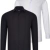 DUAL SET G726 DEWBERRY MEN'S SHIRTS-WHITE-BLACK