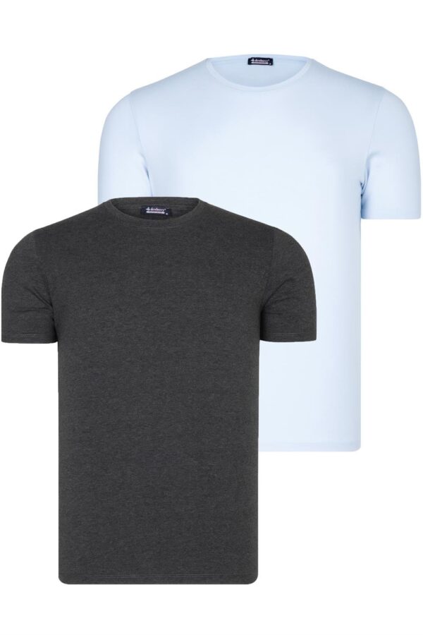 DUAL SET T8569 DEWBERRY BIKE COLLAR MENS T-SHIRT-BLUE-ANTHRACITE