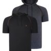 DUAL SET T8570 DEWBERRY HOODED MEN'S T-SHIRT-ANTHRACITE-BLACK