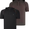 DUAL SET T8570 DEWBERRY HOODED MEN'S T-SHIRT-BLACK-KHAKI