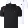DUAL SET T8570 DEWBERRY HOODED MEN'S T-SHIRT-BLACK-WHITE