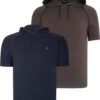 DUAL SET T8570 DEWBERRY HOODED MEN'S T-SHIRT-NAVY BLUE-KHAKI