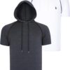 DUAL SET T8570 DEWBERRY HOODED MEN'S T-SHIRT-WHITE-ANTHRACITE