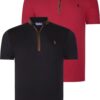 DUAL SET T8571 DEWBERRY ZIPPER MEN'S T-SHIRT-BLACK-BURGUNDY