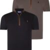 DUAL SET T8571 DEWBERRY ZIPPER MEN'S T-SHIRT-BLACK-KHAKI