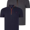DUAL SET T8571 DEWBERRY ZIPPERED MENS T-SHIRT-ANTHRACITE-LACQUER BLUE